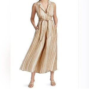 CULT GAIA Sybil Linen Silk Wide Leg Jumpsuit Size L